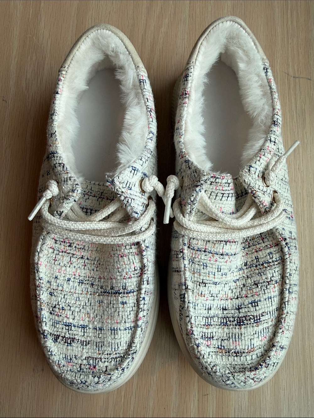 🔥 HOT DEAL BOBS Skechers Cream Tweed Lace-Up Sneakers with Multicolor.. So Cute! - Picture 10 of 13